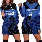 Custom Australia Western Force Hoodie Dress Black Swan Aboriginal Blue Version