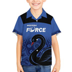 Custom Australia Western Force Kid Hawaiian Shirt Black Swan Aboriginal Blue Version