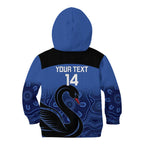 Custom Australia Western Force Kid Hoodie Black Swan Aboriginal Blue Version