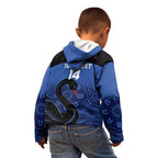 Custom Australia Western Force Kid Hoodie Black Swan Aboriginal Blue Version