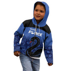 Custom Australia Western Force Kid Hoodie Black Swan Aboriginal Blue Version