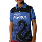 Custom Australia Western Force Kid Polo Shirt Black Swan Aboriginal Blue Version