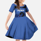 Custom Australia Western Force Kid Short Sleeve Dress Black Swan Aboriginal Blue Version