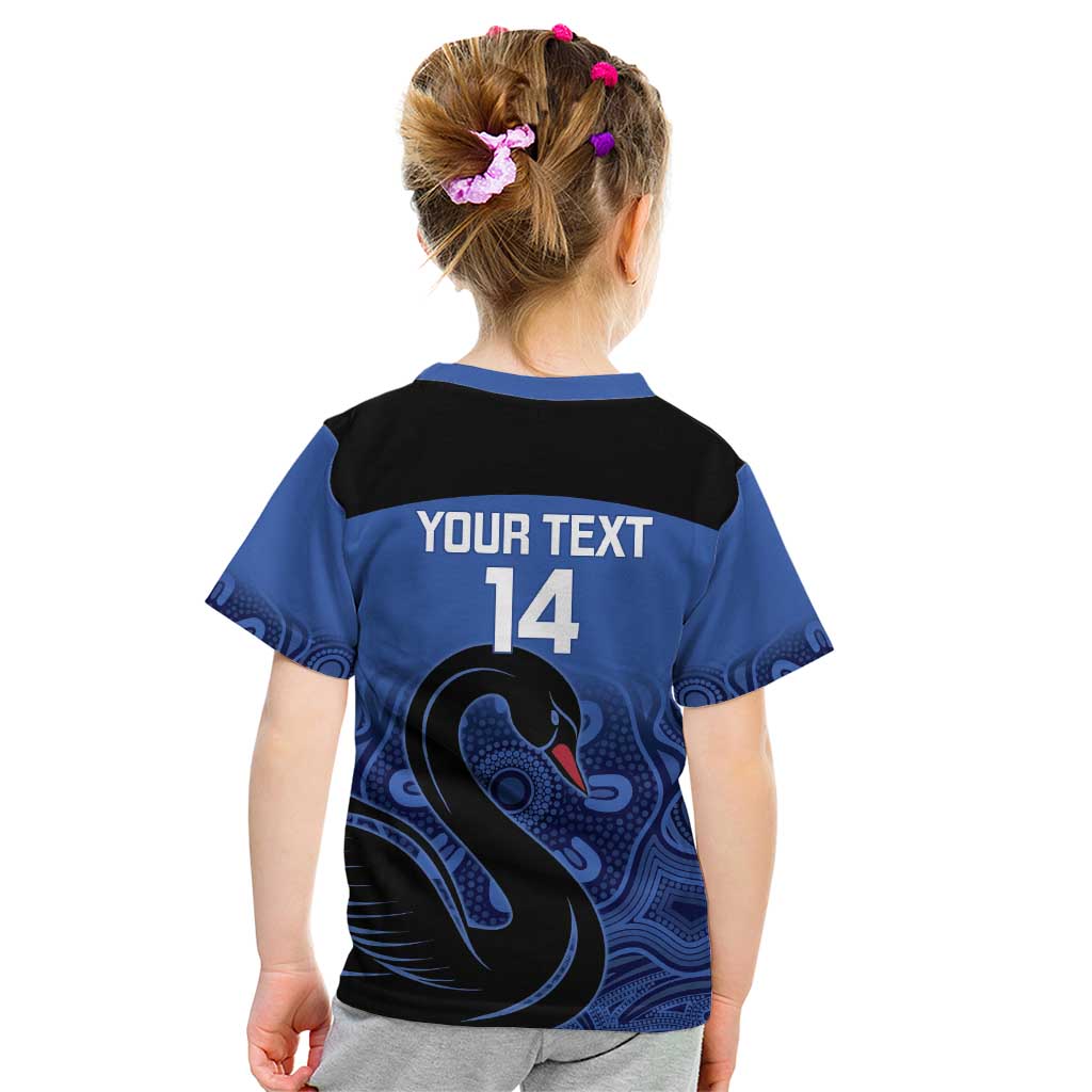 Custom Australia Western Force Kid T Shirt Black Swan Aboriginal Blue Version