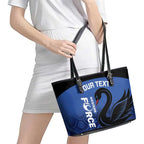 Custom Australia Western Force Leather Tote Bag Black Swan Aboriginal Blue Version