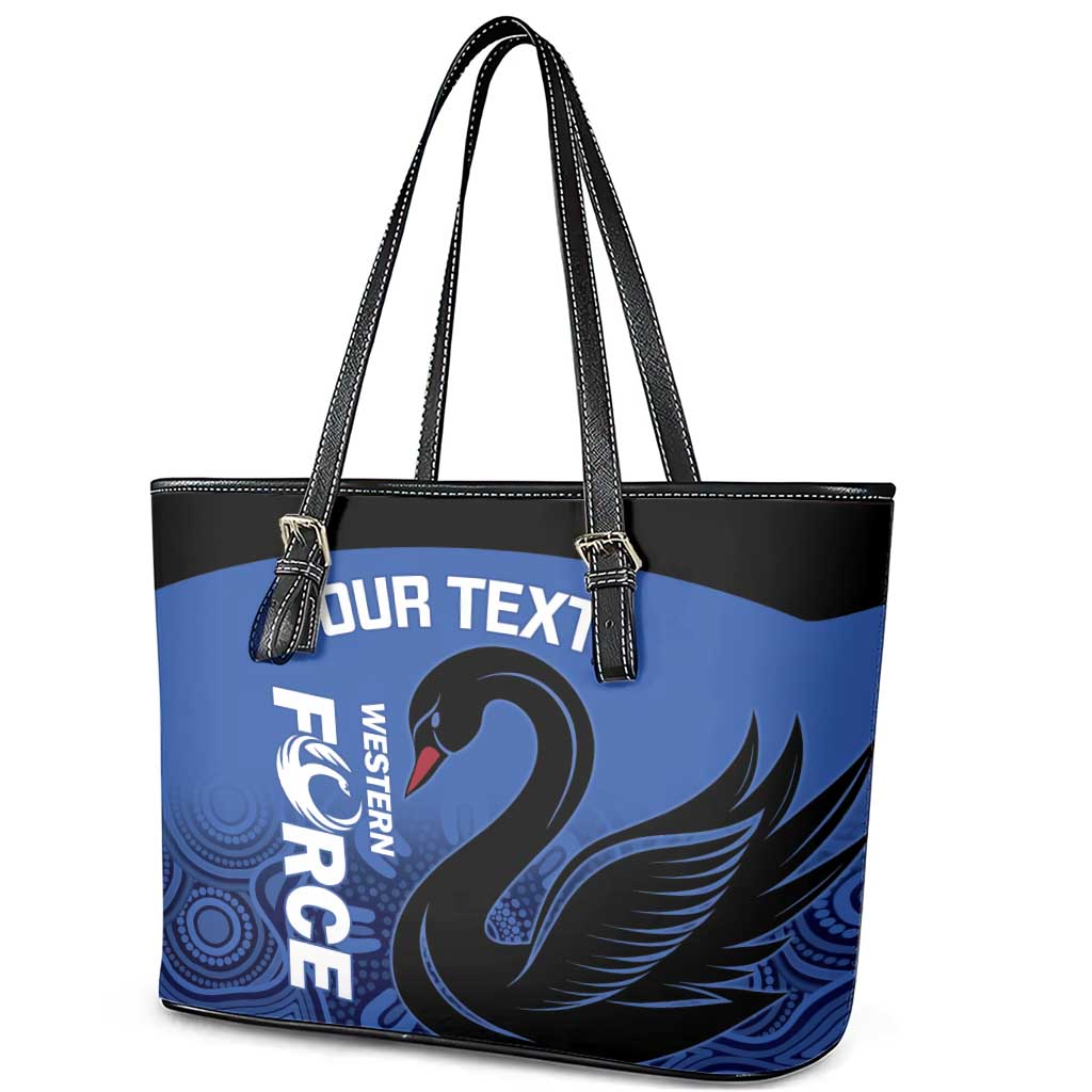 Custom Australia Western Force Leather Tote Bag Black Swan Aboriginal Blue Version