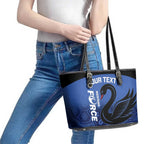 Custom Australia Western Force Leather Tote Bag Black Swan Aboriginal Blue Version