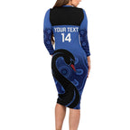 Custom Australia Western Force Long Sleeve Bodycon Dress Black Swan Aboriginal Blue Version