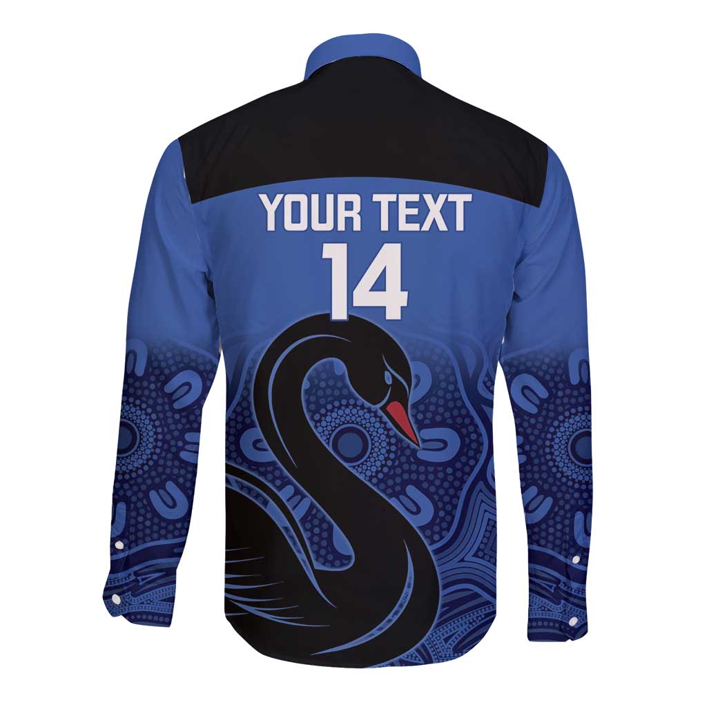Custom Australia Western Force Long Sleeve Button Shirt Black Swan Aboriginal Blue Version