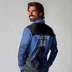 Custom Australia Western Force Long Sleeve Polo Shirt Black Swan Aboriginal Blue Version