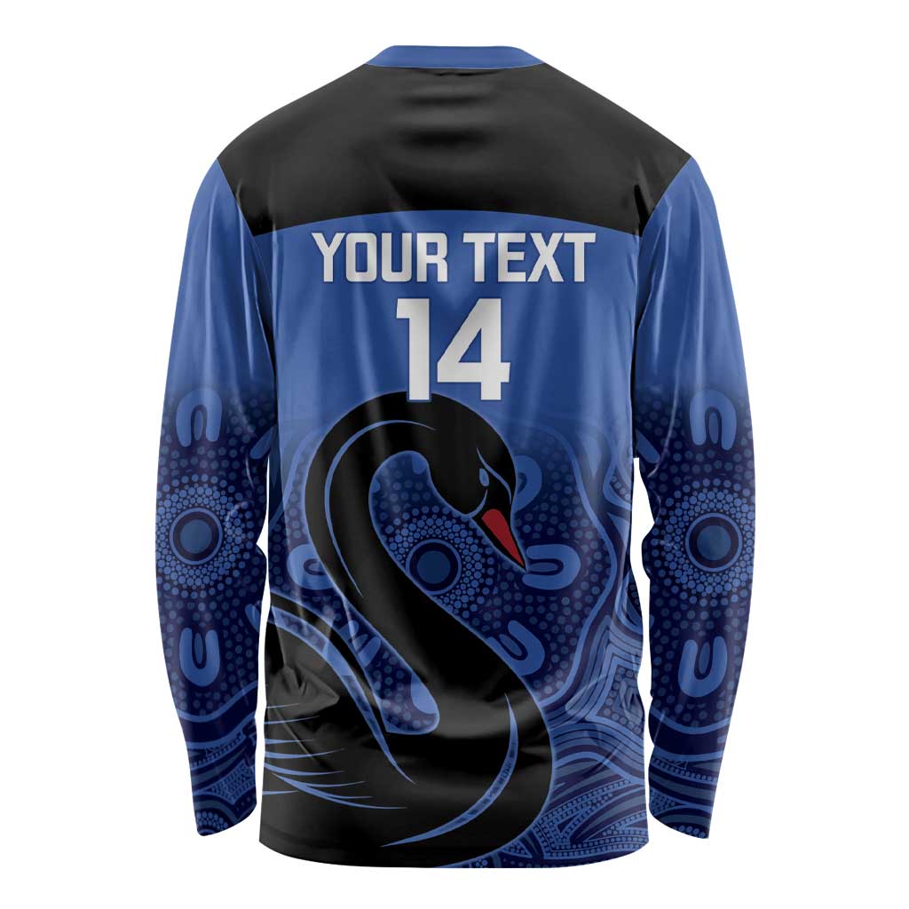 Custom Australia Western Force Long Sleeve Shirt Black Swan Aboriginal Blue Version