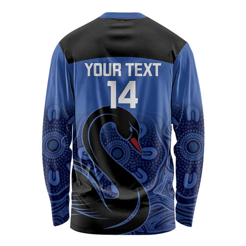 Custom Australia Western Force Long Sleeve Shirt Black Swan Aboriginal Blue Version