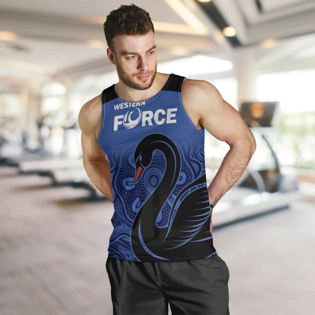 Custom Australia Western Force Men Tank Top Black Swan Aboriginal Blue Version