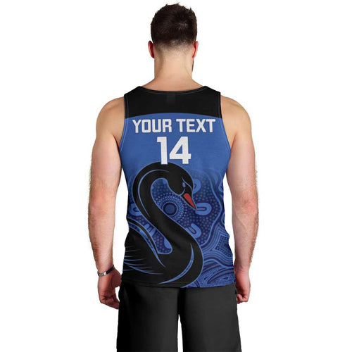 Custom Australia Western Force Men Tank Top Black Swan Aboriginal Blue Version