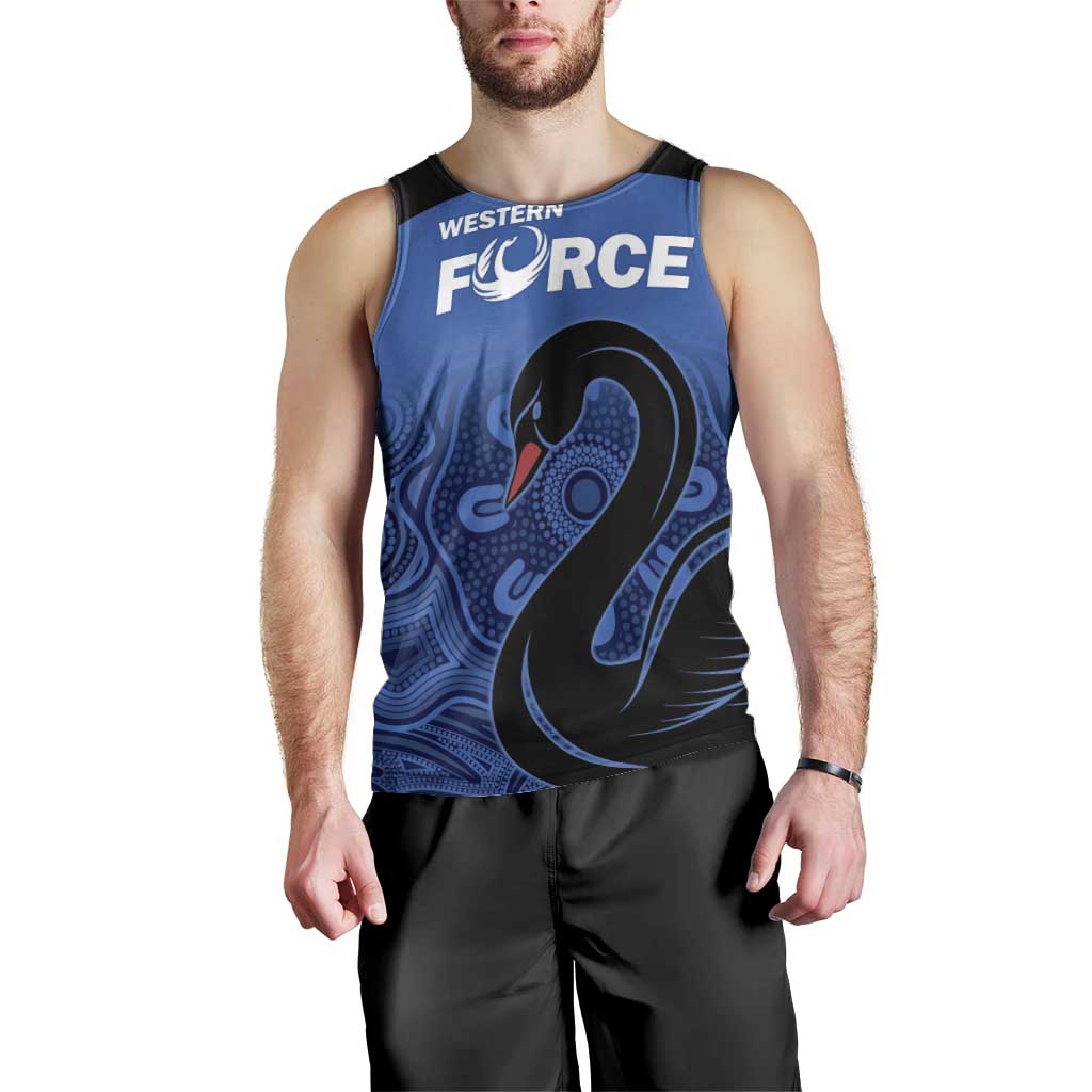 Custom Australia Western Force Men Tank Top Black Swan Aboriginal Blue Version
