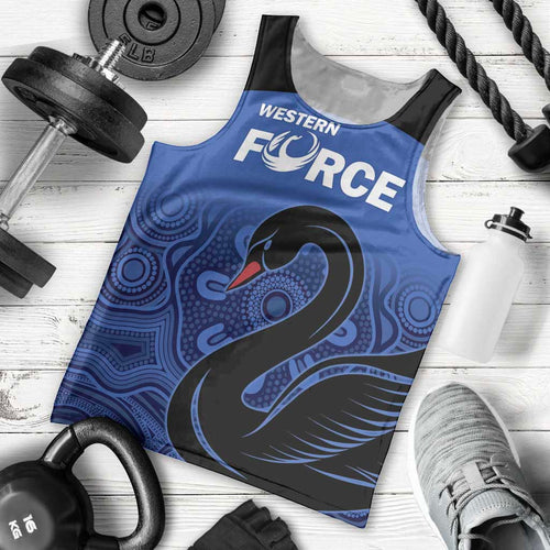 Custom Australia Western Force Men Tank Top Black Swan Aboriginal Blue Version