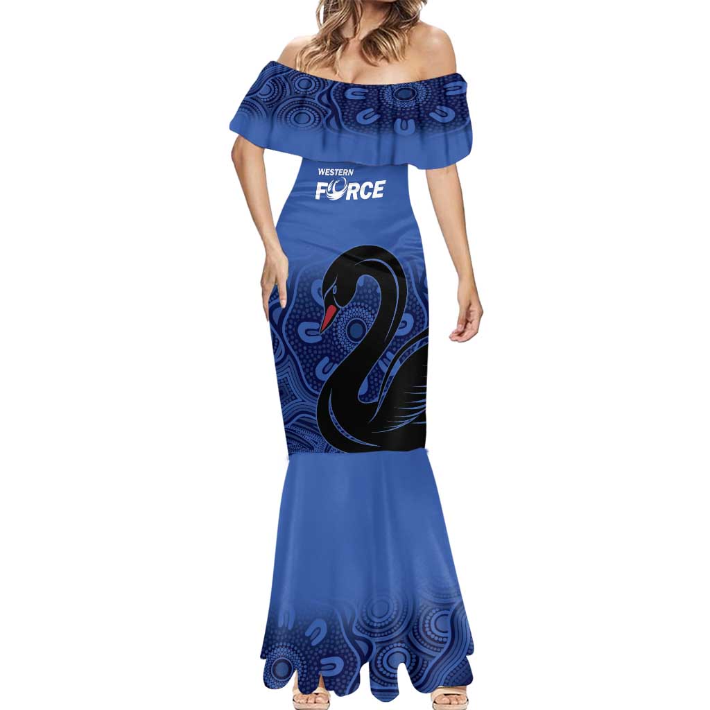 Custom Australia Western Force Mermaid Dress Black Swan Aboriginal Blue Version