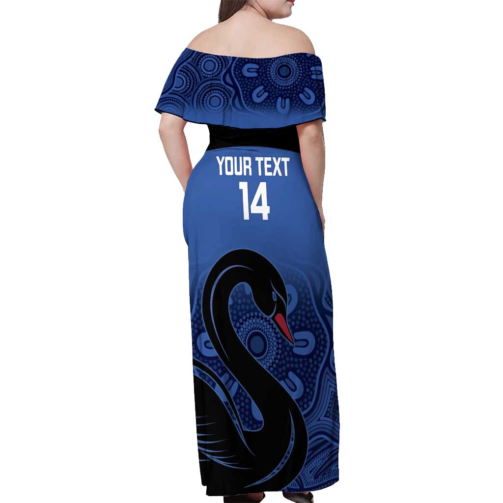 Custom Australia Western Force Off Shoulder Maxi Dress Black Swan Aboriginal Blue Version
