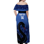 Custom Australia Western Force Off Shoulder Maxi Dress Black Swan Aboriginal Blue Version