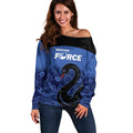 Custom Australia Western Force Off Shoulder Sweater Black Swan Aboriginal Blue Version