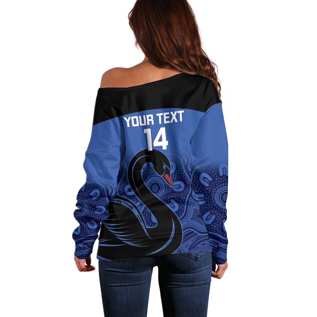 Custom Australia Western Force Off Shoulder Sweater Black Swan Aboriginal Blue Version
