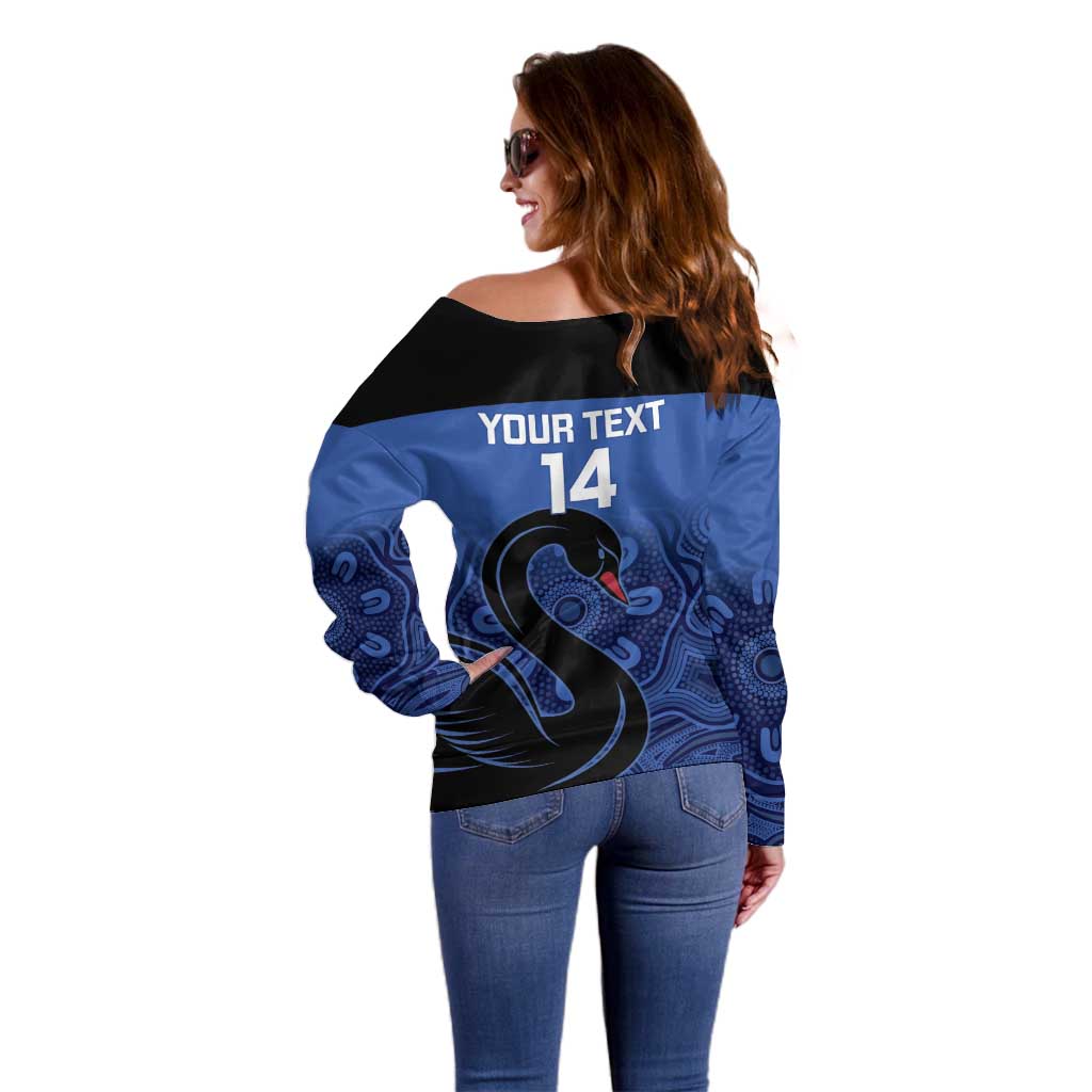 Custom Australia Western Force Off Shoulder Sweater Black Swan Aboriginal Blue Version