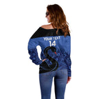 Custom Australia Western Force Off Shoulder Sweater Black Swan Aboriginal Blue Version