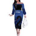 Custom Australia Western Force Off The Shoulder Long Sleeve Dress Black Swan Aboriginal Blue Version