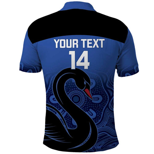 Custom Australia Western Force Polo Shirt Black Swan Aboriginal Blue Version