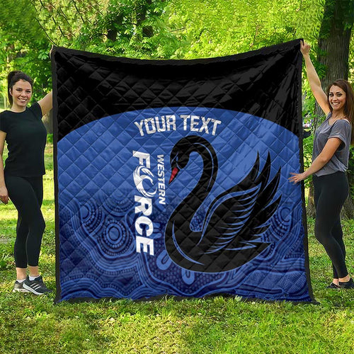 Custom Australia Western Force Quilt Black Swan Aboriginal Blue Version