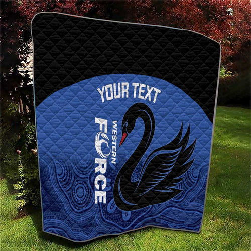 Custom Australia Western Force Quilt Black Swan Aboriginal Blue Version
