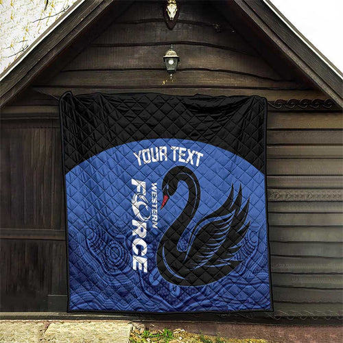 Custom Australia Western Force Quilt Black Swan Aboriginal Blue Version