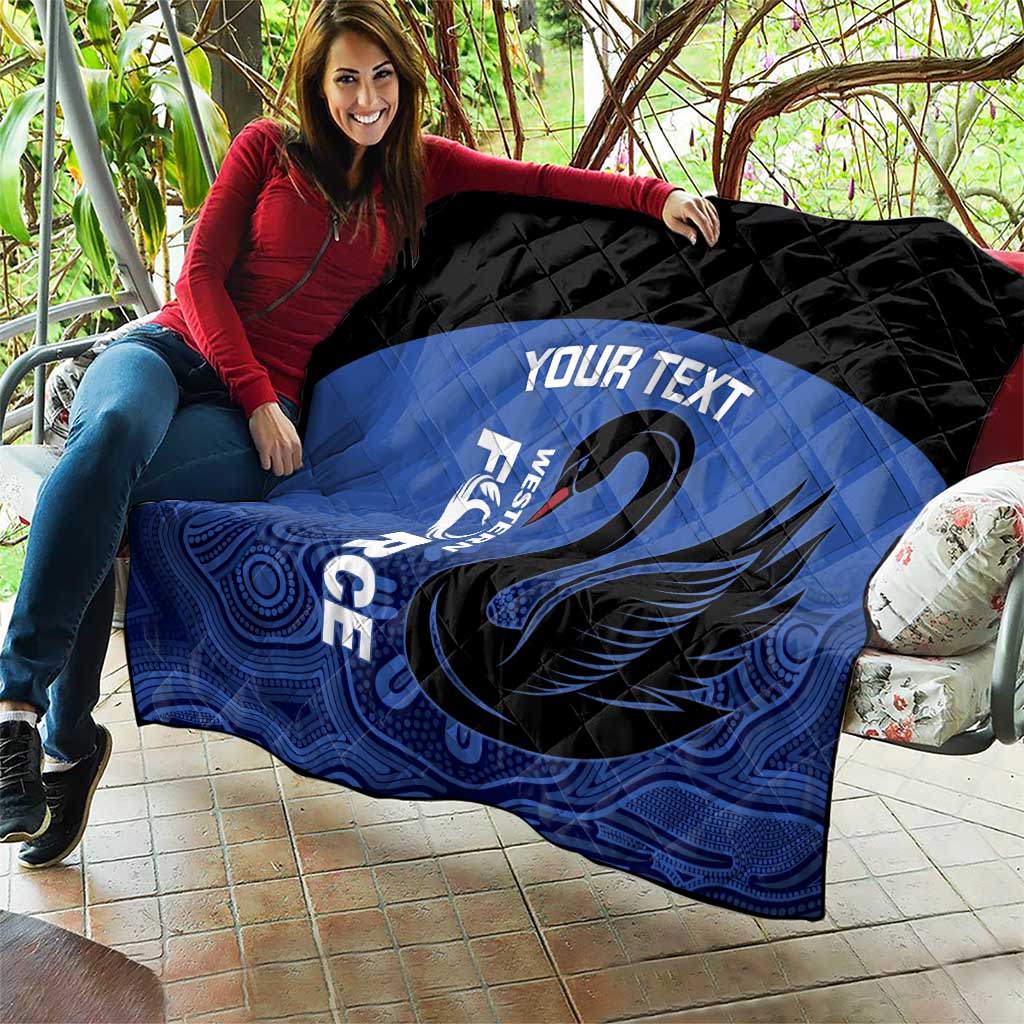 Custom Australia Western Force Quilt Black Swan Aboriginal Blue Version