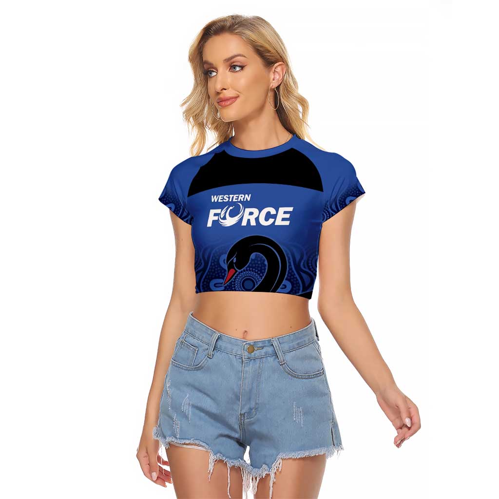 Custom Australia Western Force Raglan Cropped T Shirt Black Swan Aboriginal Blue Version
