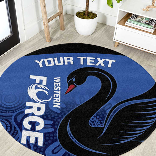 Custom Australia Western Force Round Carpet Black Swan Aboriginal Blue Version