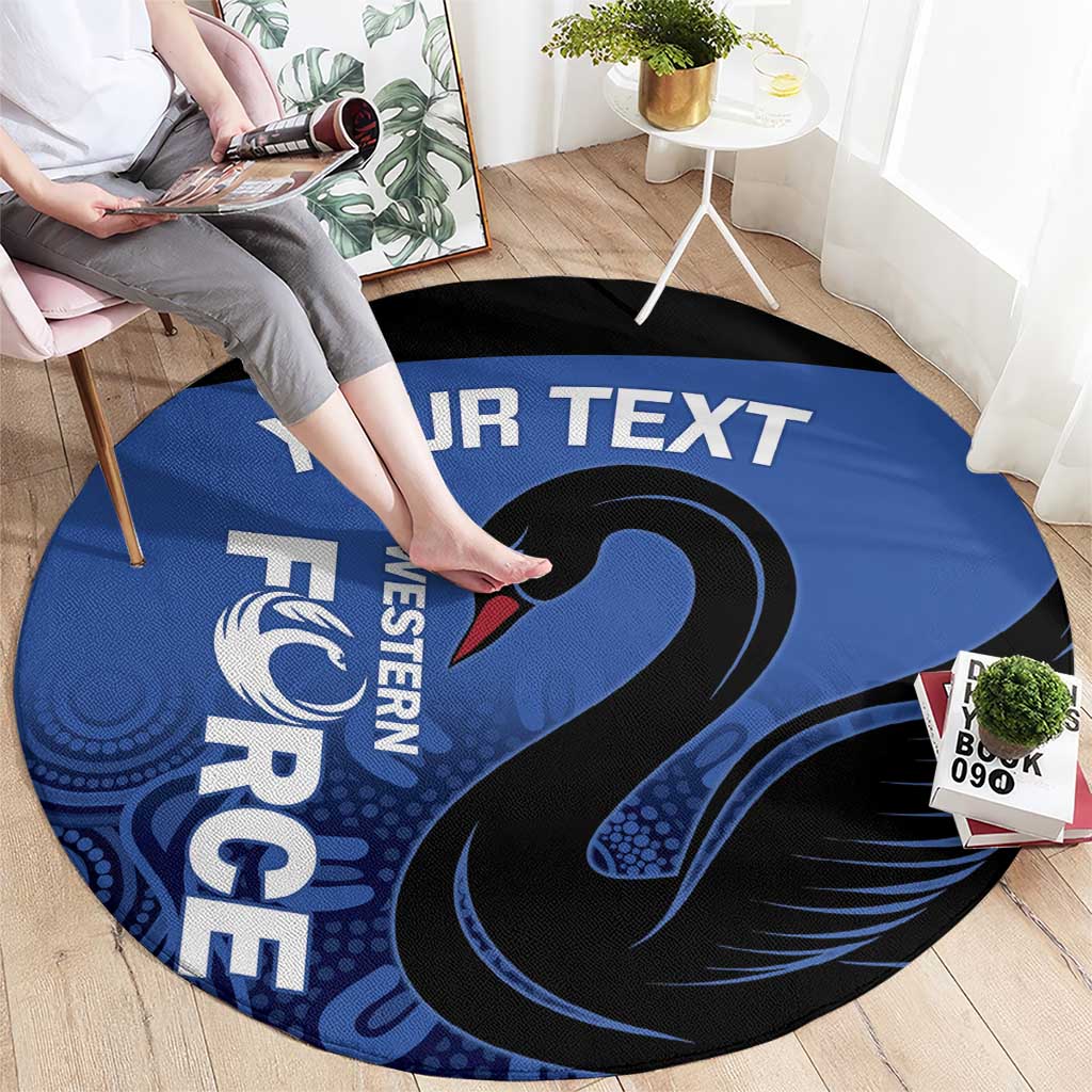 Custom Australia Western Force Round Carpet Black Swan Aboriginal Blue Version