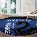 Custom Australia Western Force Round Carpet Black Swan Aboriginal Blue Version