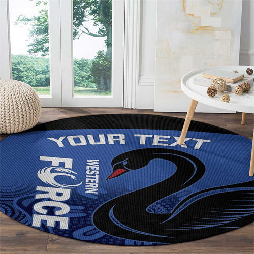 Custom Australia Western Force Round Carpet Black Swan Aboriginal Blue Version