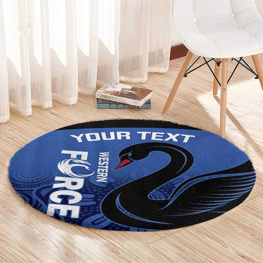Custom Australia Western Force Round Carpet Black Swan Aboriginal Blue Version