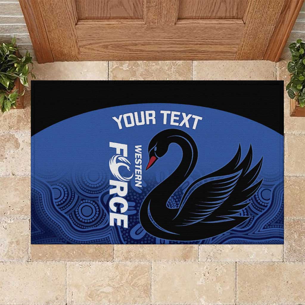 Custom Australia Western Force Rubber Doormat Black Swan Aboriginal Blue Version