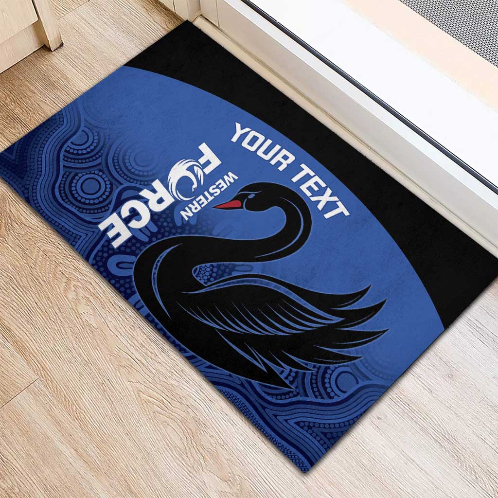 Custom Australia Western Force Rubber Doormat Black Swan Aboriginal Blue Version