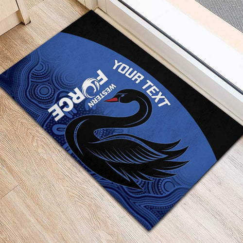 Custom Australia Western Force Rubber Doormat Black Swan Aboriginal Blue Version