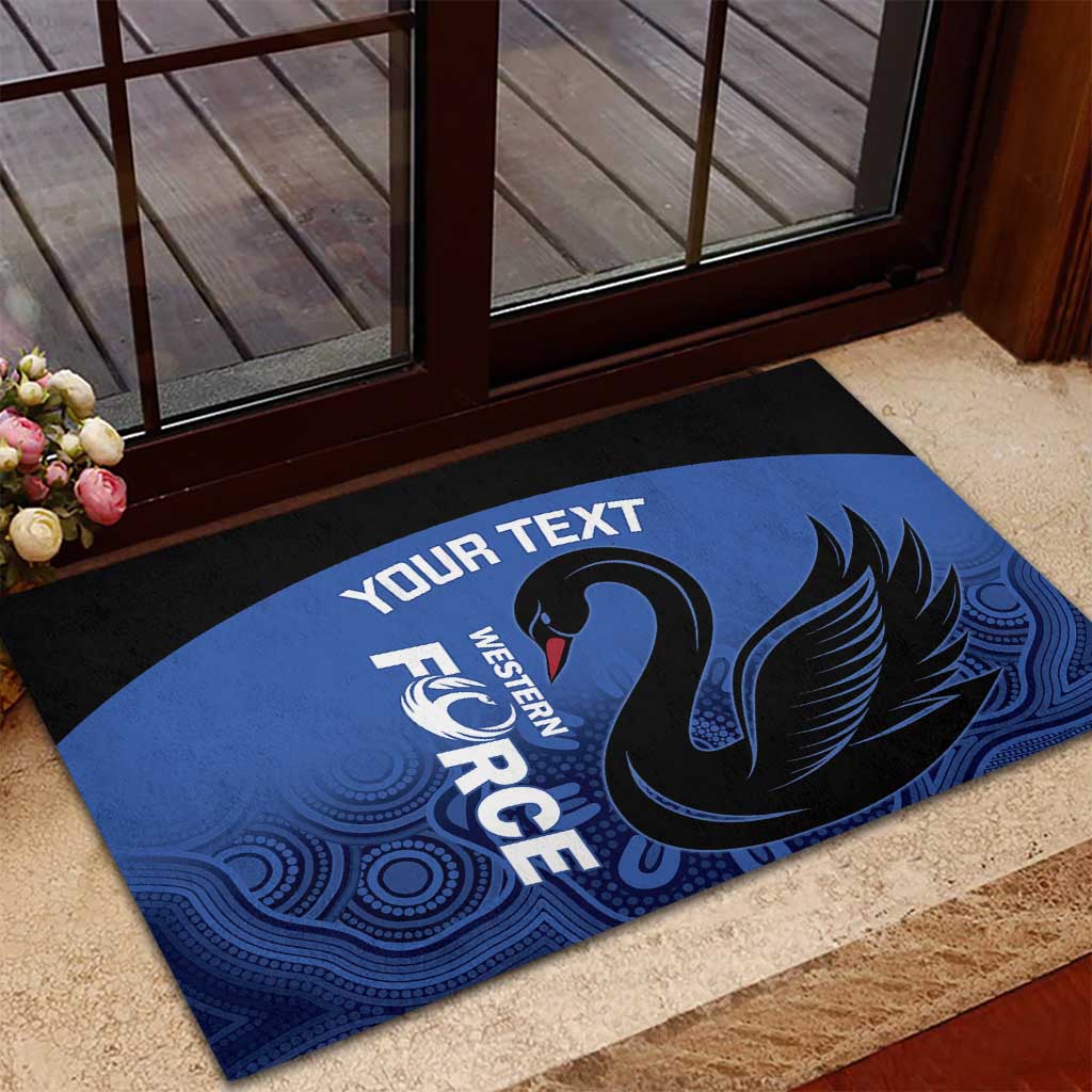 Custom Australia Western Force Rubber Doormat Black Swan Aboriginal Blue Version