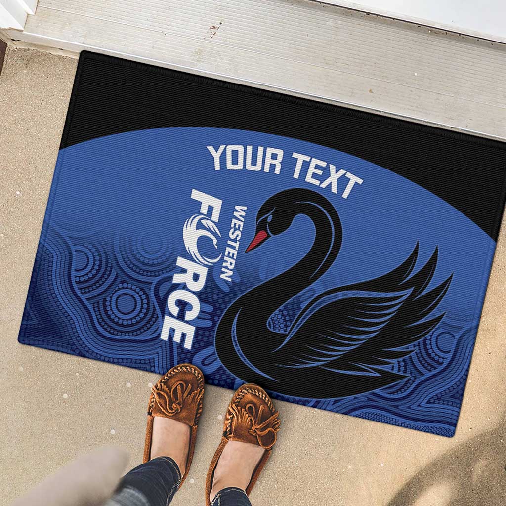 Custom Australia Western Force Rubber Doormat Black Swan Aboriginal Blue Version