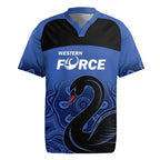 Custom Australia Western Force Rugby Jersey Black Swan Aboriginal Blue Version