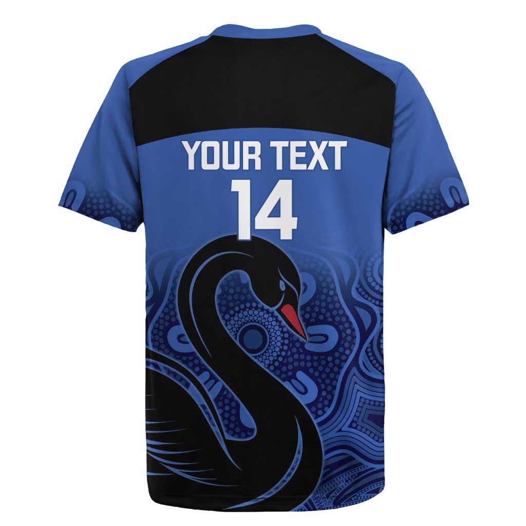 Custom Australia Western Force Rugby Jersey Black Swan Aboriginal Blue Version