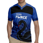 Custom Australia Western Force Rugby Jersey Black Swan Aboriginal Blue Version