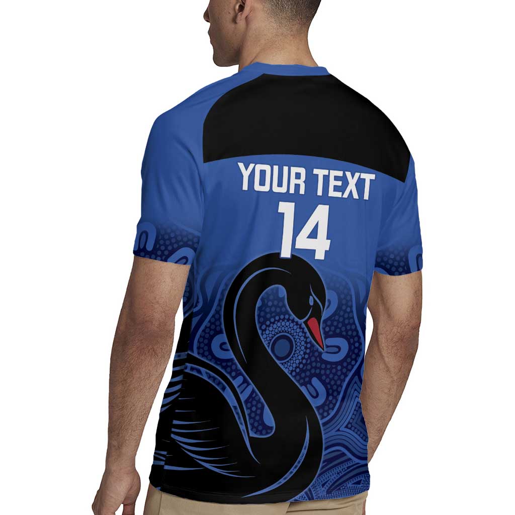 Custom Australia Western Force Rugby Jersey Black Swan Aboriginal Blue Version