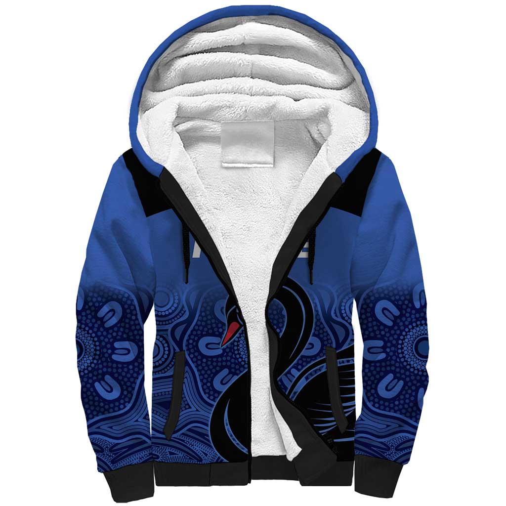 Custom Australia Western Force Sherpa Hoodie Black Swan Aboriginal Blue Version