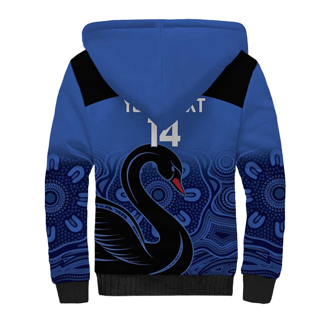 Custom Australia Western Force Sherpa Hoodie Black Swan Aboriginal Blue Version